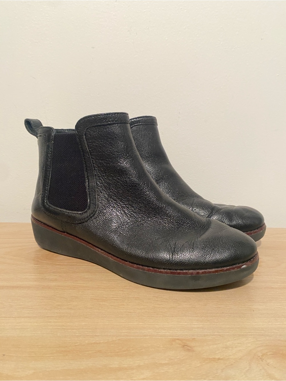 Fitflop Black Leather Comfort Women's Chelsea Ankle Boots 7